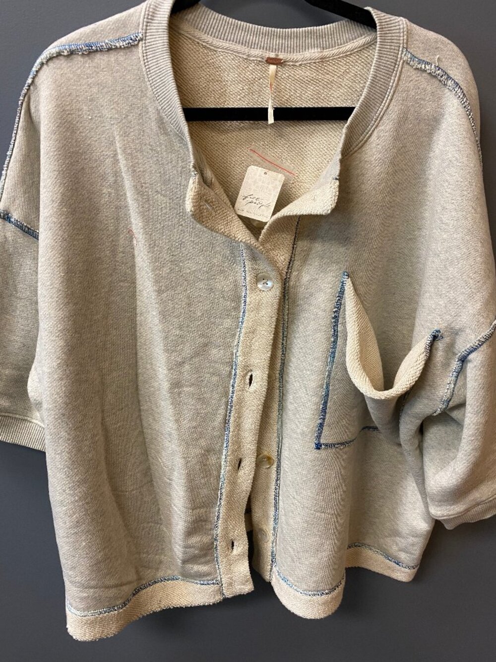 Free people button up half sleeve sweatshirt